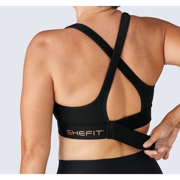 SheFit 3Luxe Ultimate Sports Bra Black Zip Front Adjustable Convert High Impact - Picture 13 of 16